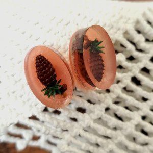 Vintage Lucite Pinecone Earrings